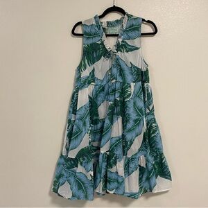 True Destinations Dress Women’s Size Medium Blue Green Foliage Print cover up